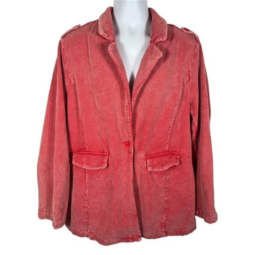 BiBi Womens Sz Xl Vintage Style Corduroy Blazer Jacket Hot Pink Cotton -1766